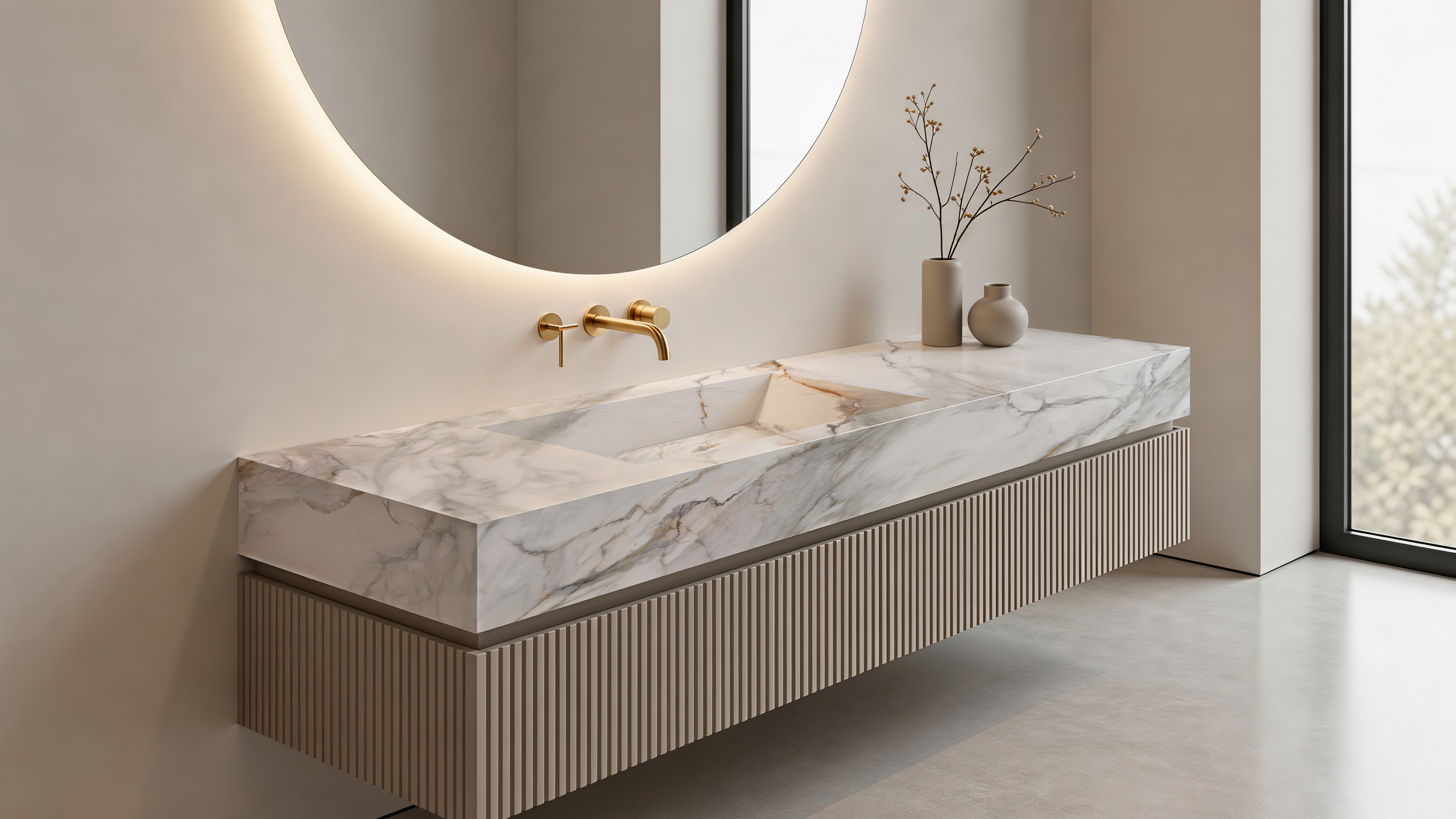 Calacatta Buckingham, 9121 — Bathroom interior scene