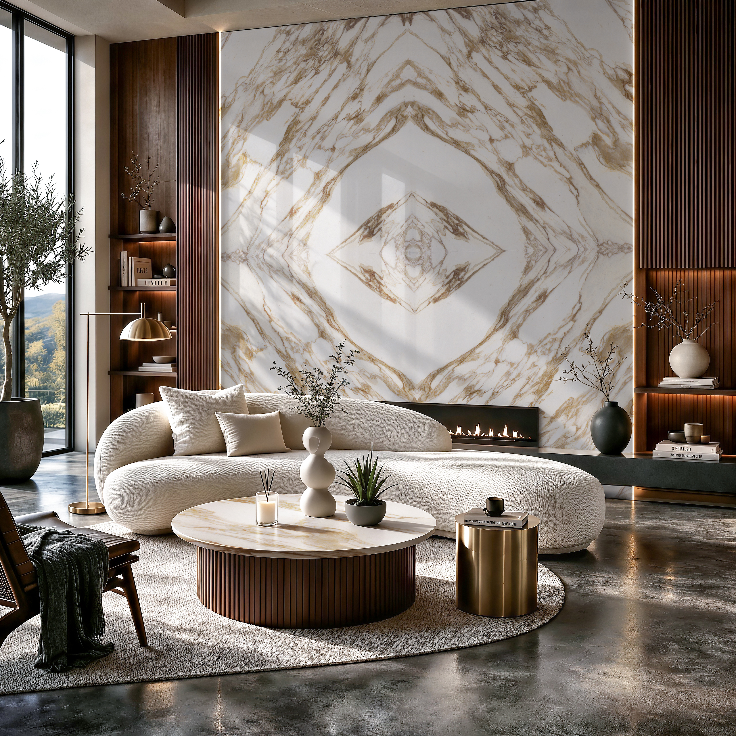 Calacatta Vagli Gold, 9105 — living room application