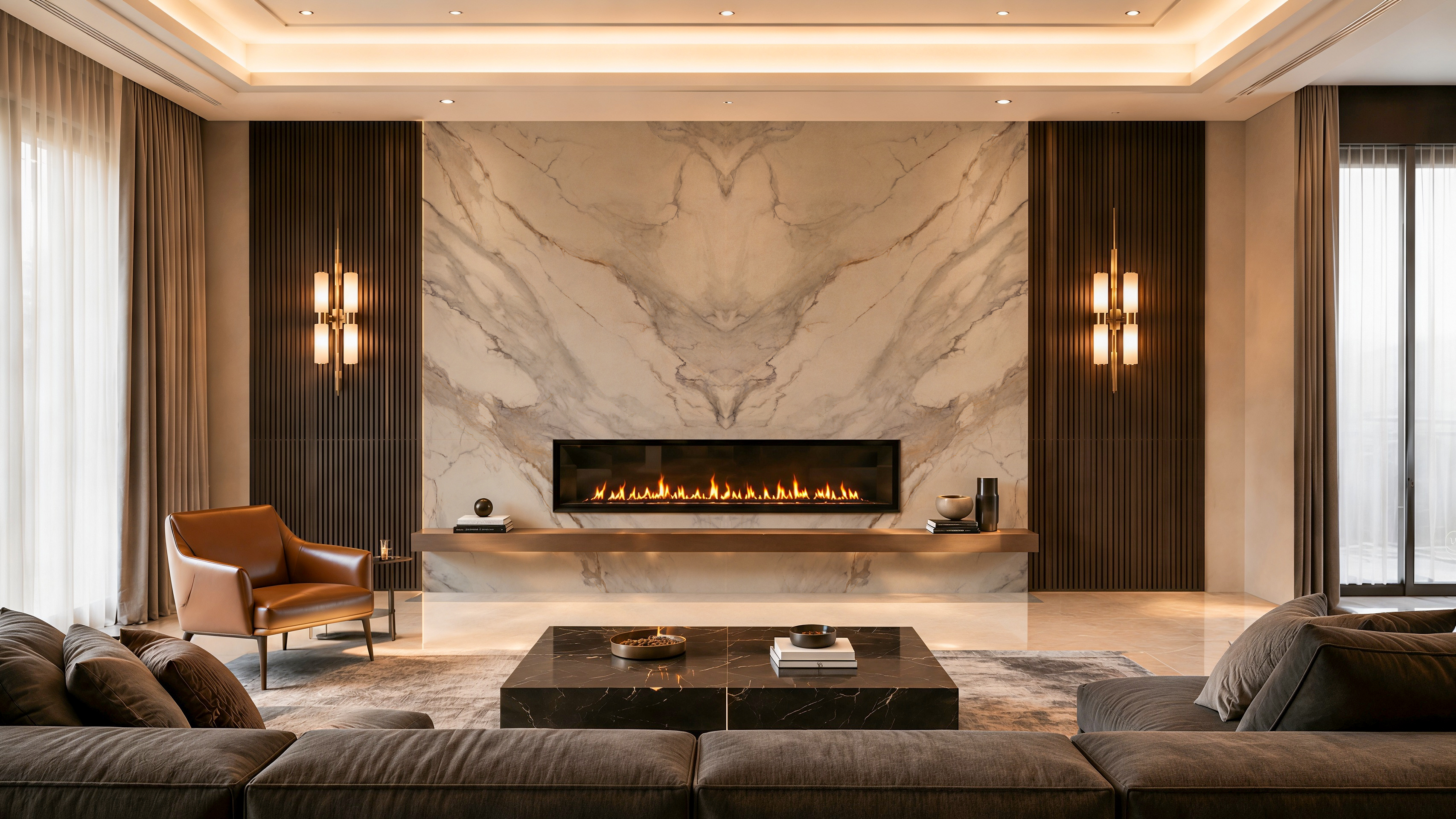 Calacatta Buckingham, 9121 — Living Room interior scene