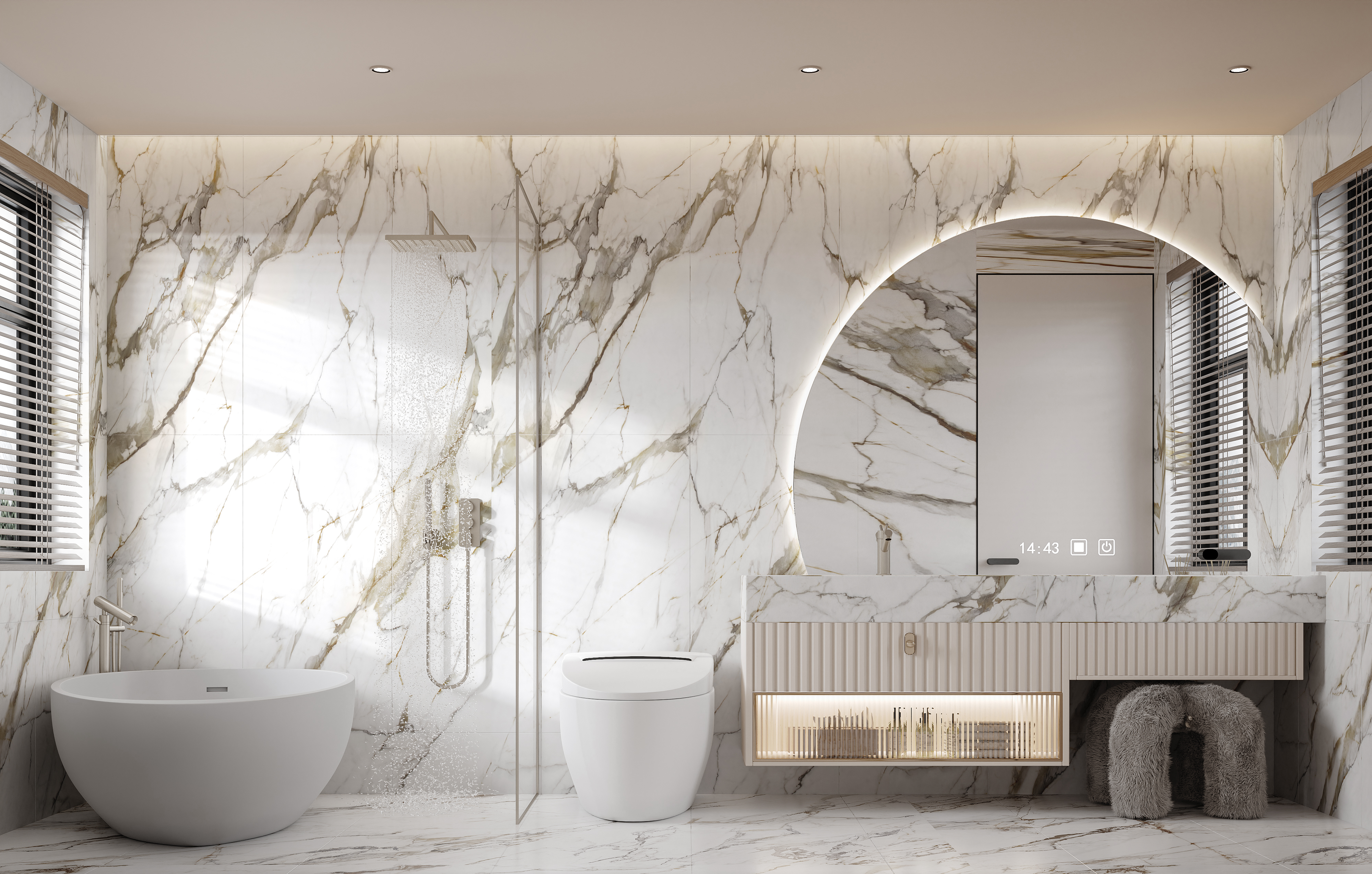 Calacatta Macchia Vecchia, 9101 — Bathroom interior scene