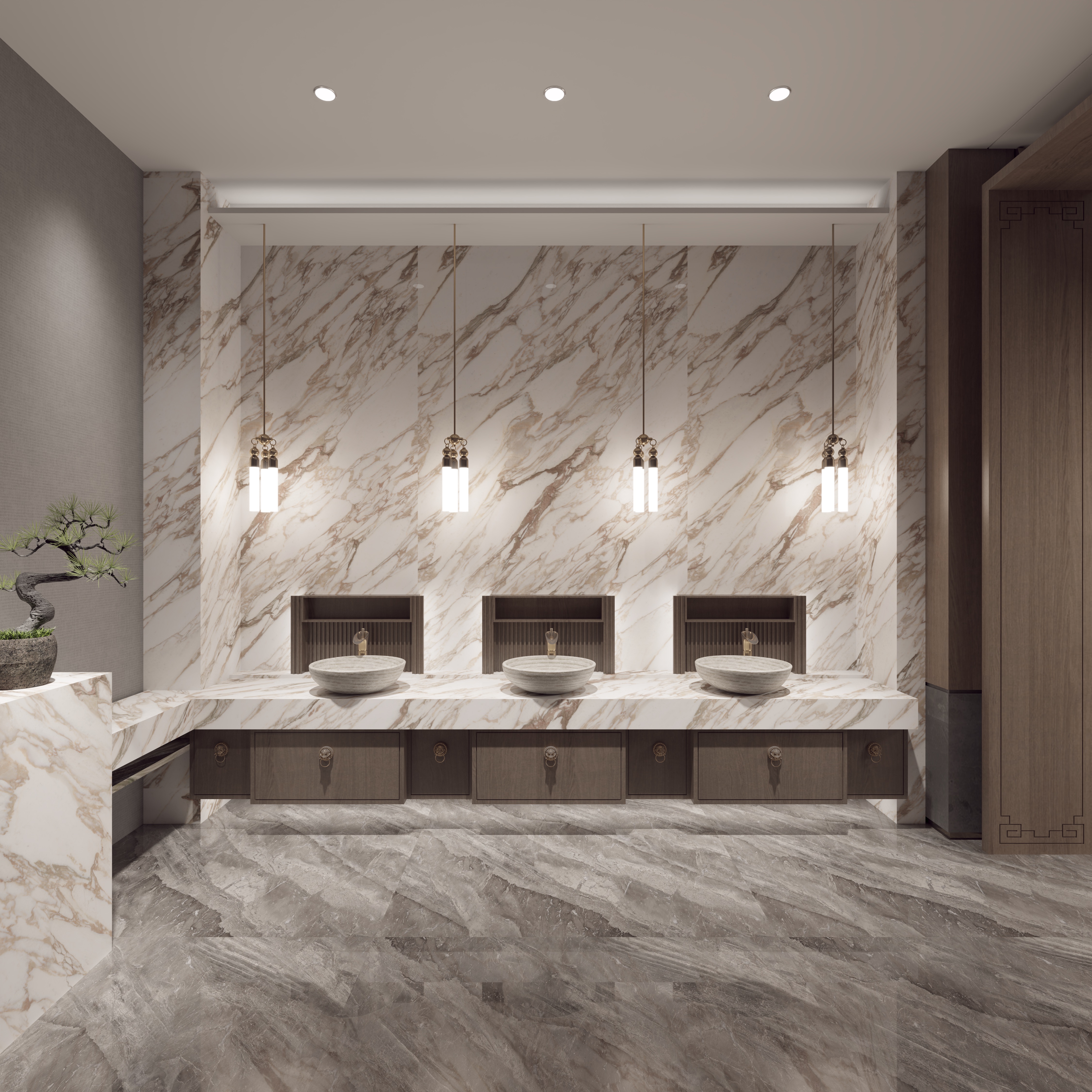 Calacatta Vagli Gold, 9105 — Bathroom interior scene