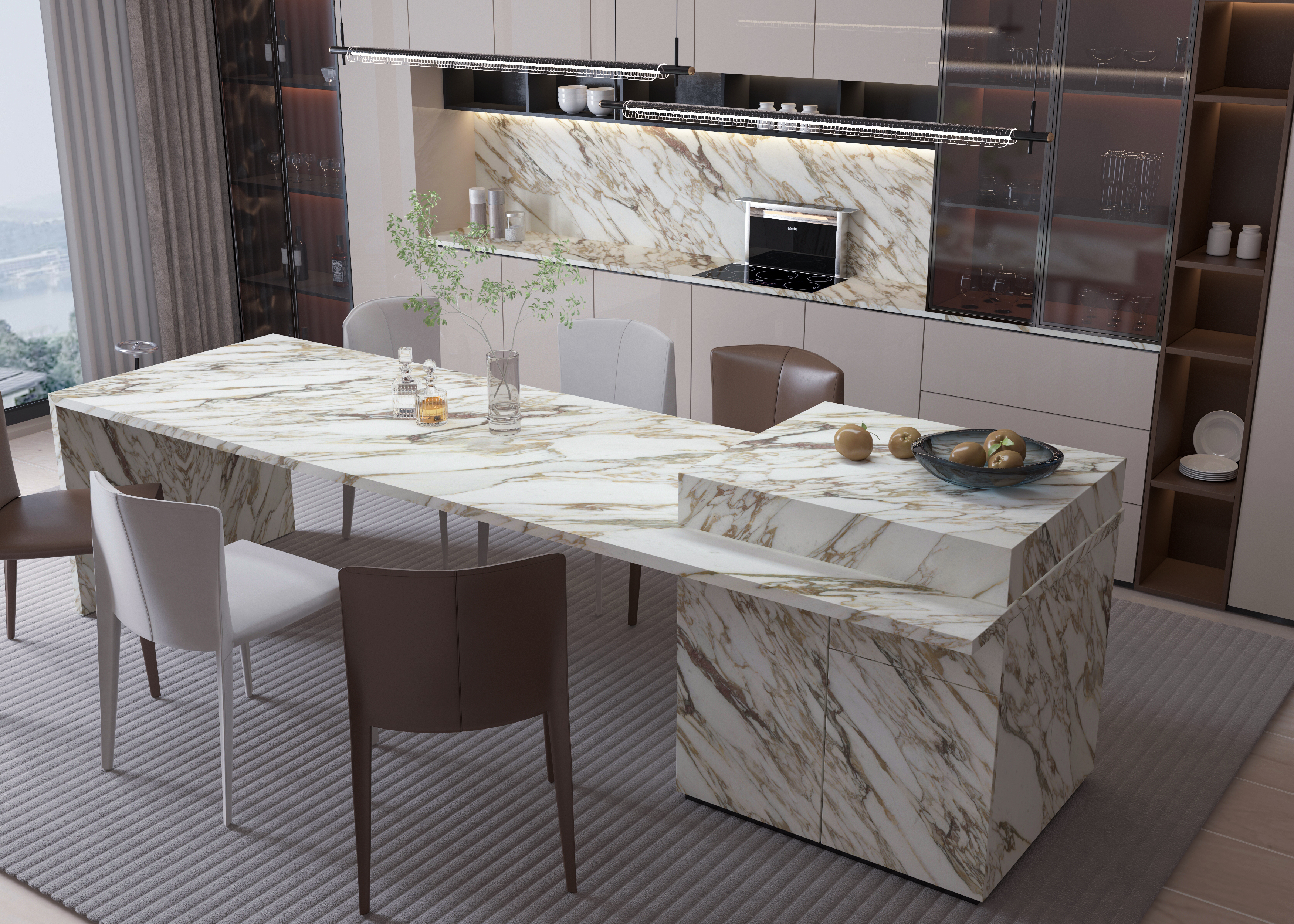 Calacatta Vagli Gold, 9105 — Kitchen interior scene