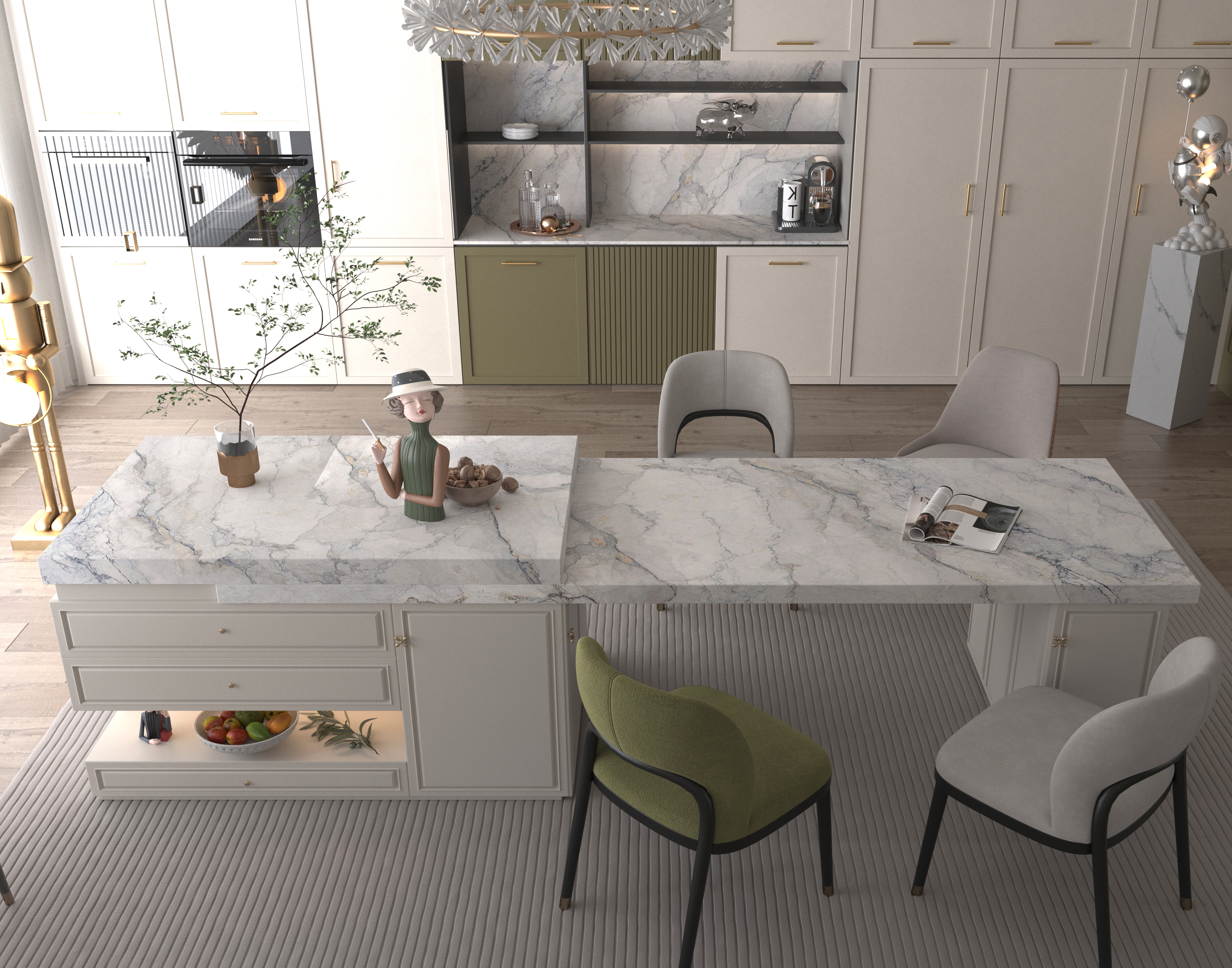 White Camouflage, 9310 — Kitchen interior scene